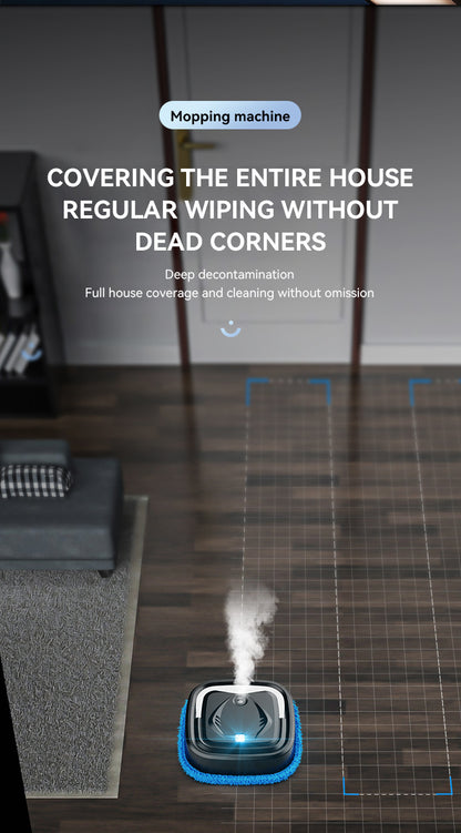 White Smart Robotic Floor Mop with Humidifier Spray - Ultra-Slim Automatic Wet & Dry Floor Cleaner
