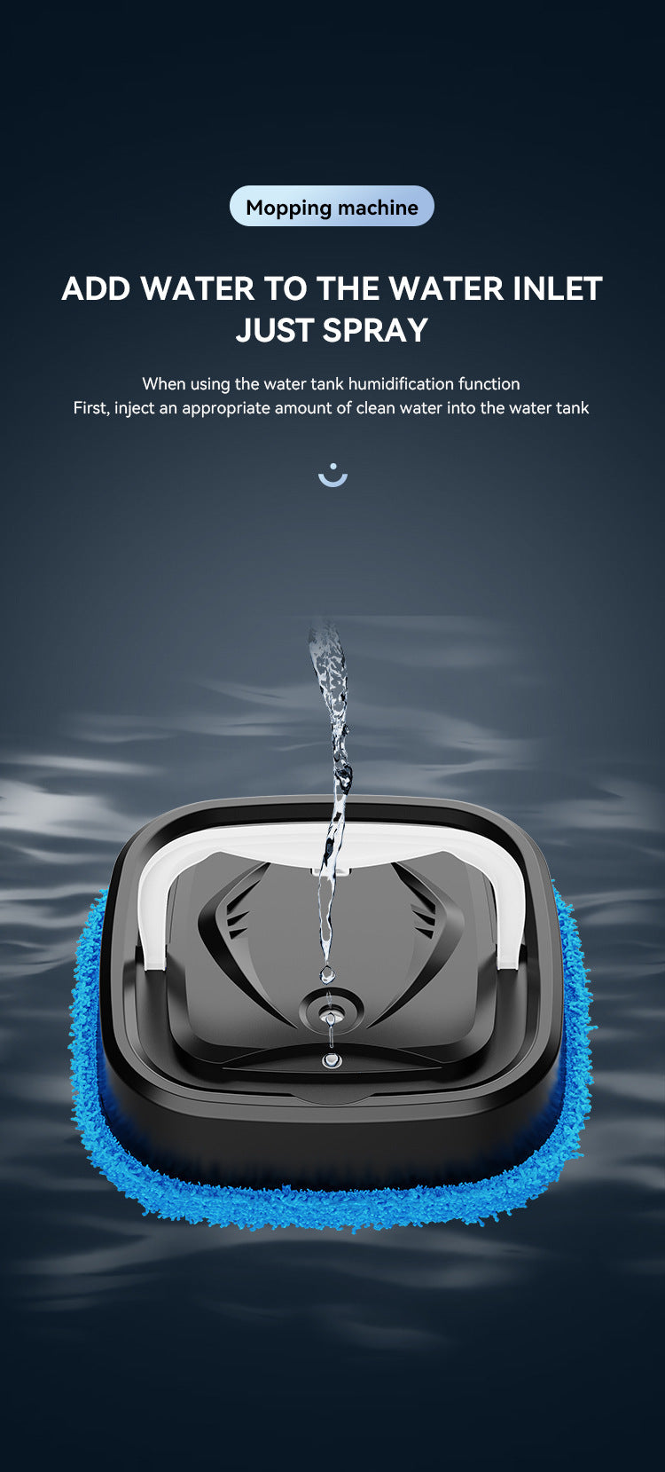 Black Smart Robotic Floor Mop with Humidifier Spray - Ultra-Slim Automatic Wet & Dry Floor Cleaner