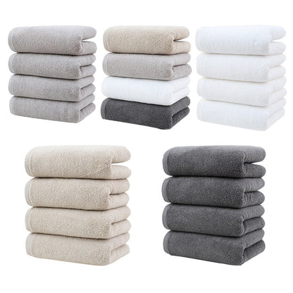 Dark Grey Plush Cotton Hand Towel Set (4-Pack) - Ultra Soft, Absorbent & Quick-Drying Face Towels for Bathroom