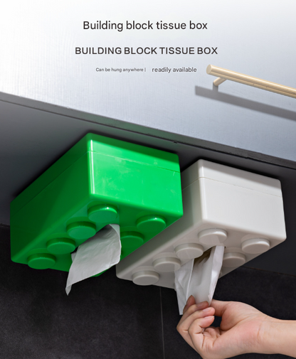 Red 2 Pcs Creative Building Block Tissue Box Holder - Wall-Mounted & Desktop Dispenser for Bathroom, Kids Room & Office Decor