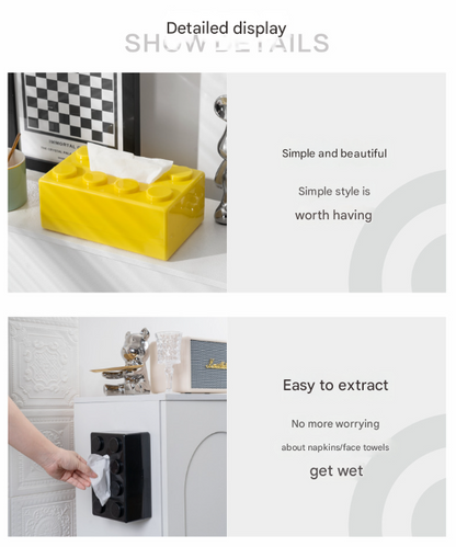 Red 2 Pcs Creative Building Block Tissue Box Holder - Wall-Mounted & Desktop Dispenser for Bathroom, Kids Room & Office Decor