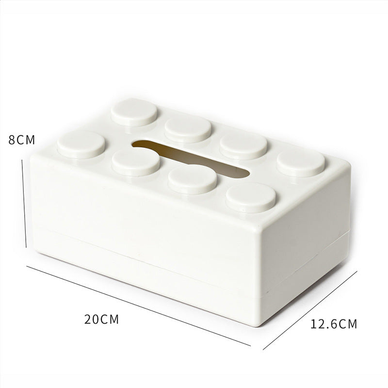 White 2 Pcs Creative Building Block Tissue Box Holder - Wall-Mounted & Desktop Dispenser for Bathroom, Kids Room & Office Decor
