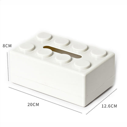 White 2 Pcs Creative Building Block Tissue Box Holder - Wall-Mounted & Desktop Dispenser for Bathroom, Kids Room & Office Decor