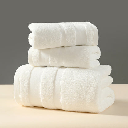 White Premium 3-Piece 100% Cotton Towel Set - Ultra Soft, Absorbent & Quick-Dry for Bathroom