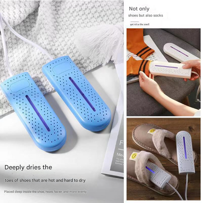 White Portable USB Shoe Dryer & Deodorizer - Constant Temperature Electric Boot Warmer with UV Sanitizer