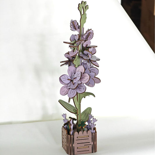 DIY 3D Wooden Violet Flower Puzzle - 60-Piece Kids' Craft Kit