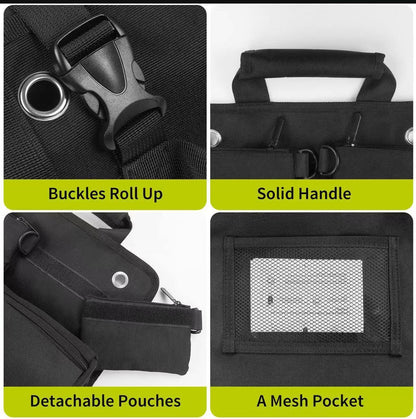 Black Heavy-Duty Tool Organizer Roll with Detachable Pouches - Mekamart Australia