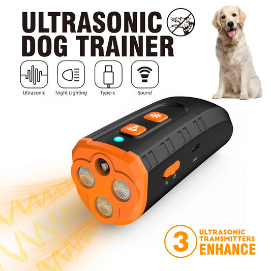Portable 3-Core Ultrasonic Dog Repeller - High-Power Bark Control with Flash - Mekamart Australia