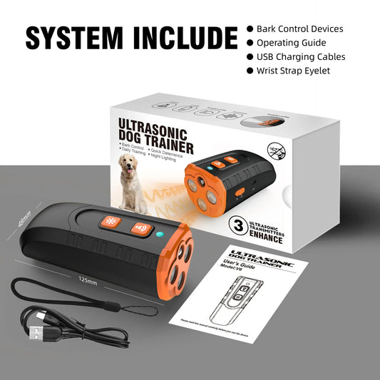 Portable 3-Core Ultrasonic Dog Repeller - High-Power Bark Control with Flash - Mekamart Australia
