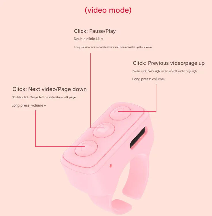 2-Piece White Bluetooth Video Controller - 3-Button Remote for TikTok and Page Scrolling - Mekamart Australia