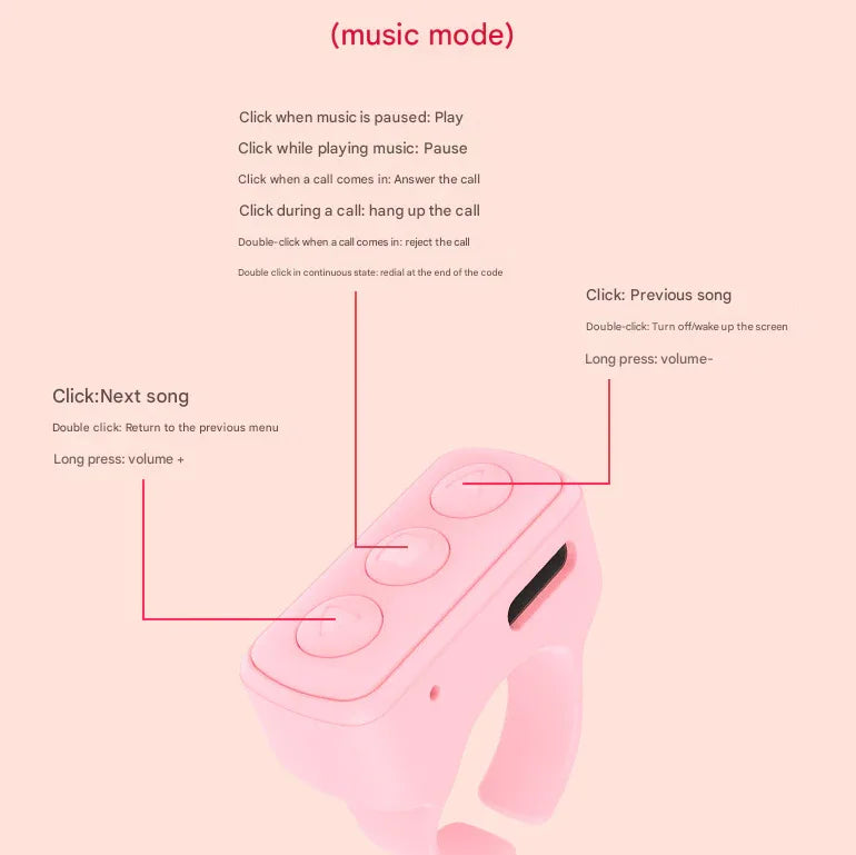 2-Piece White Bluetooth Video Controller - 3-Button Remote for TikTok and Page Scrolling - Mekamart Australia