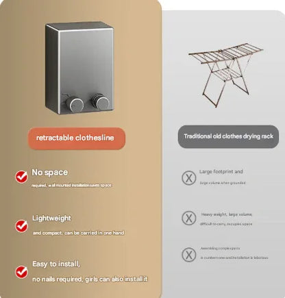 Pink Retractable Stainless Steel Clothesline - 4.2m Indoor and Outdoor Drying Solution - Mekamart Australia