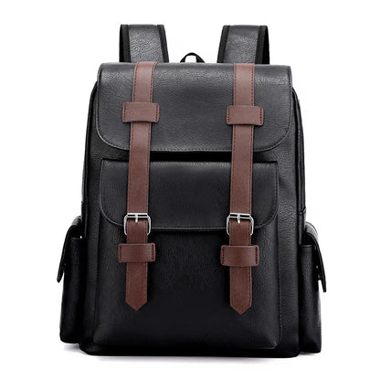 Black Large-Capacity PU Leather Backpack - Stylish Business & Travel Companion - Mekamart Australia
