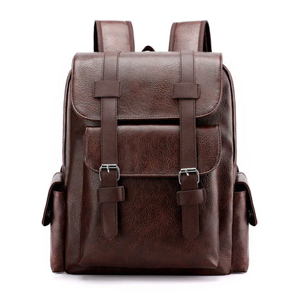 Dark Brown Large-Capacity PU Leather Backpack - Stylish Business & Travel Companion - Mekamart Australia