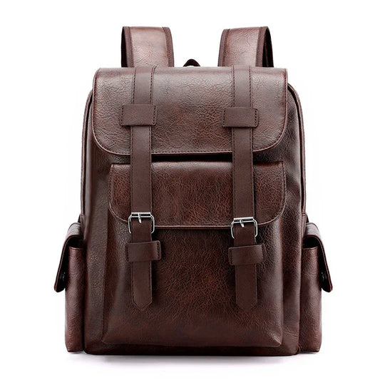 Dark Brown Large-Capacity PU Leather Backpack - Stylish Business & Travel Companion - Mekamart Australia