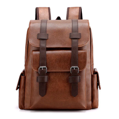 Light Brown Large-Capacity PU Leather Backpack - Stylish Business & Travel Companion - Mekamart Australia
