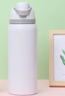 White 32oz 304 Stainless Steel Insulated Water Bottle - Dual-Drink Pop-Up Lid - Mekamart Australia