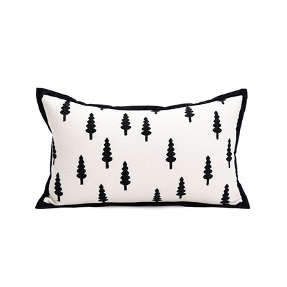 Trees Triangle Elegant Two-Piece INS-Style Jacquard Pillow Covers - Black & White Sofa Decor