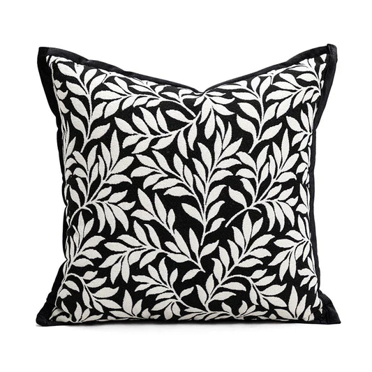 45*45cm Leaves Triangle Elegant Two-Piece INS-Style Jacquard Pillow Covers - Black & White Sofa Decor - Mekamart Australia