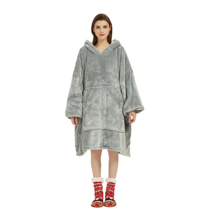 Silver Grey Oversized Wearable Blanket Hoodie - Ultra Soft & Cozy Snuggle Pullover for Adults