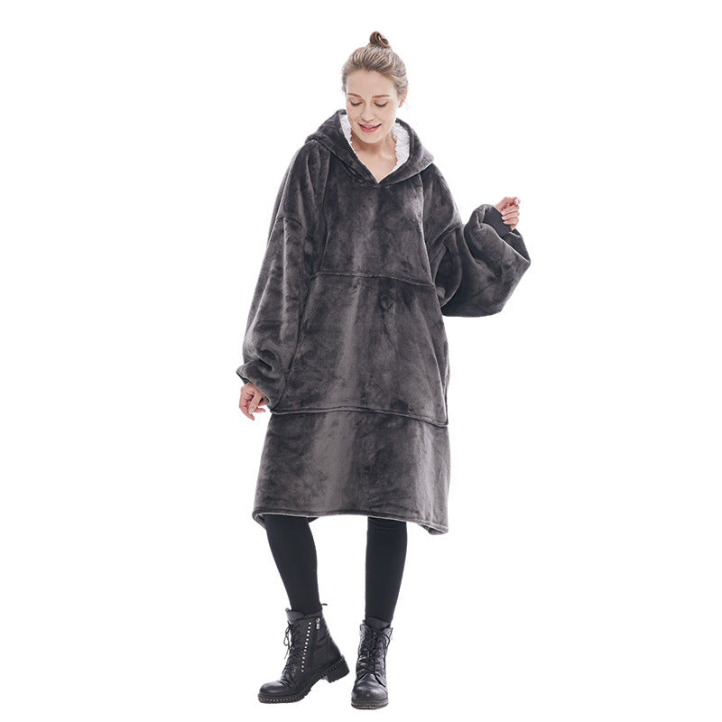 Dark Grey Oversized Wearable Blanket Hoodie - Ultra Soft & Cozy Snuggle Pullover for Adults