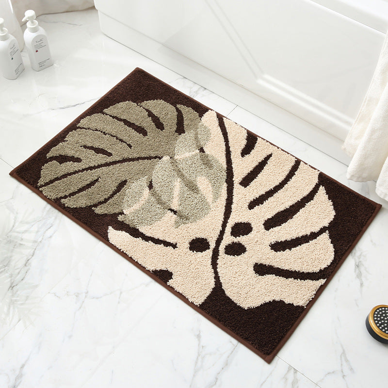 Leaves Fall in Autumn - Brown Jacquard Bathroom Mat - Super Absorbent Non-Slip Rug (40x60cm), Toilet Floor Mat for Bathroom/Bedroom/Entryway