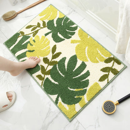 Tropical Rain Forest Jacquard Bathroom Mat - Super Absorbent Non-Slip Rug (40x60cm), Toilet Floor Mat for Bathroom/Bedroom/Entryway