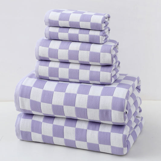 Purple Ultra-Soft 100% Cotton Gauze 6-Piece Towel Set | Absorbent & Quick-Dry Bath Towel