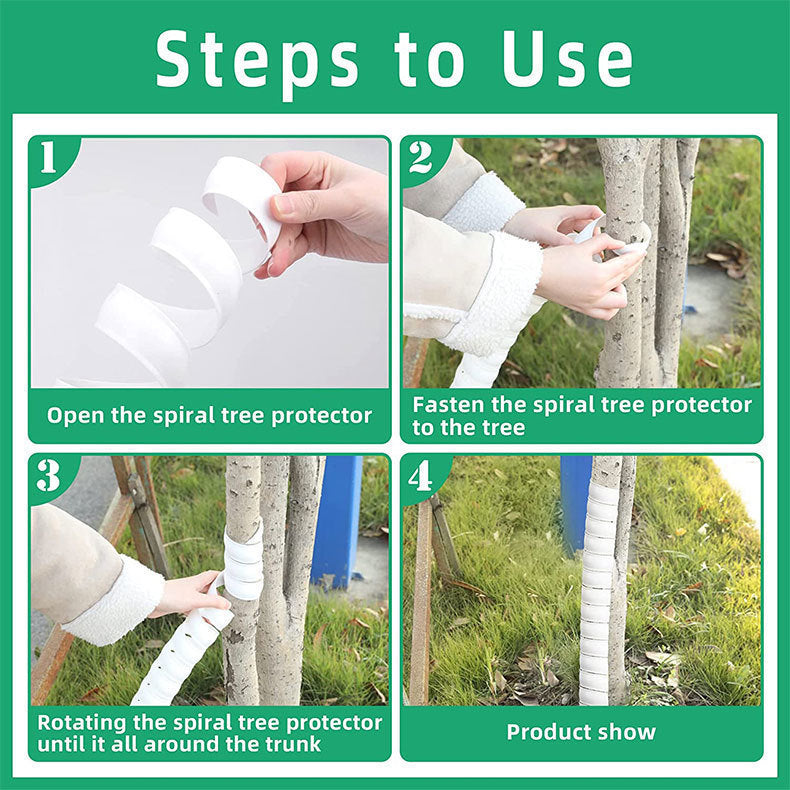 Green 4-Pack Spiral Tree Trunk Protector Guard - Flexible Sapling Bark Shield