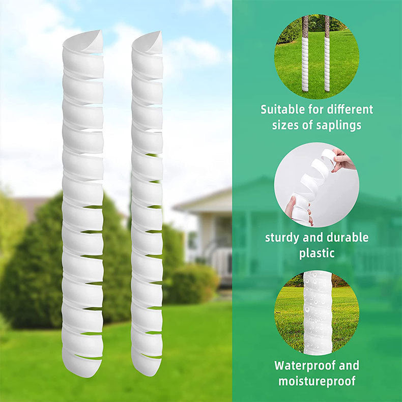 White 4-Pack Spiral Tree Trunk Protector Guard - Flexible Sapling Bark Shield