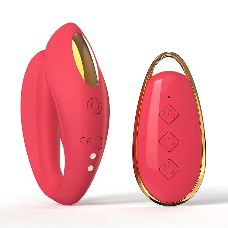 Red BlissLink U-Shaped Wearable Couple's Vibrator with Remote - 12 Modes for Shared Intimacy & Solo Fun - Mekamart Australia