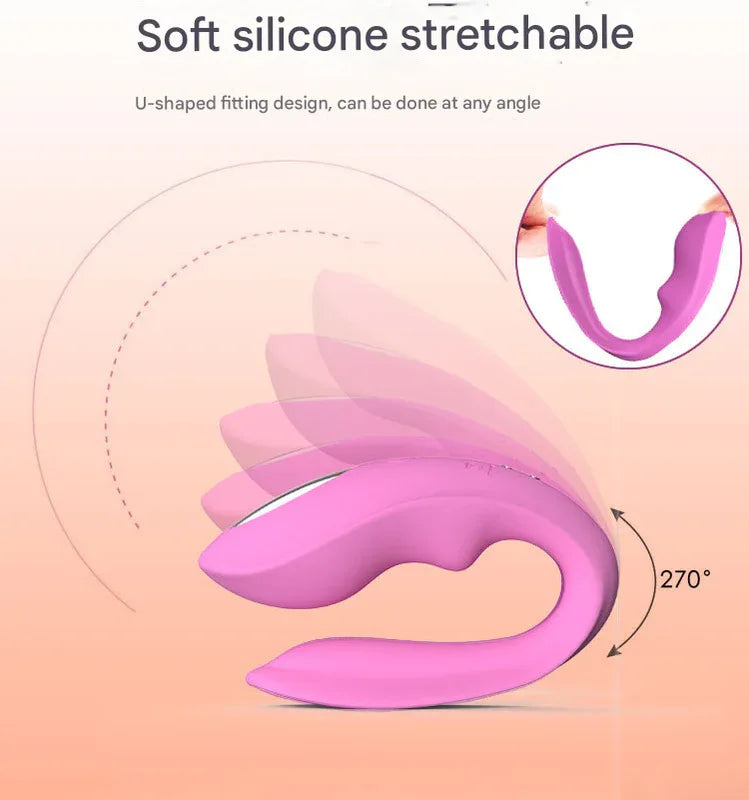 Red BlissLink U-Shaped Wearable Couple's Vibrator with Remote - 12 Modes for Shared Intimacy & Solo Fun - Mekamart Australia