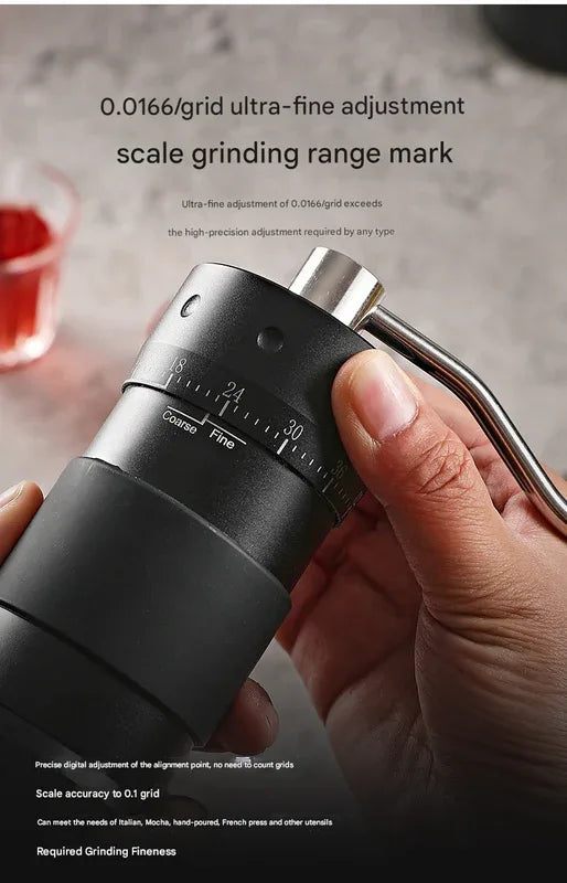 Black Premium 7-Star Manual Coffee Grinder - Portable Bean Mil(R50pro)