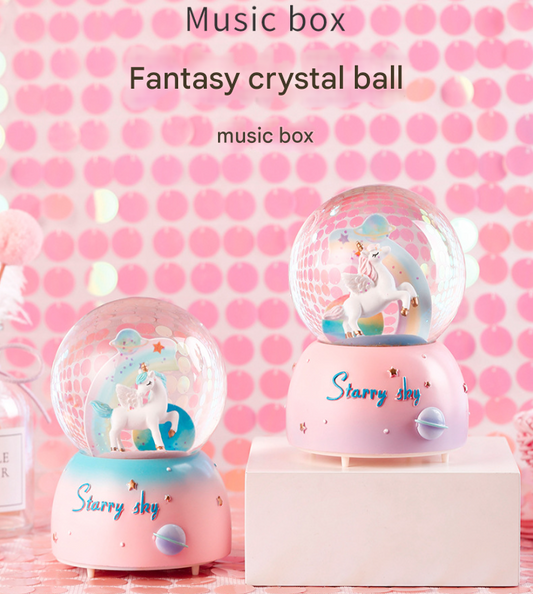 Enchanting Unicorn Snow Globe Music Box - Magical Starry Sky Musical Gift for Girls