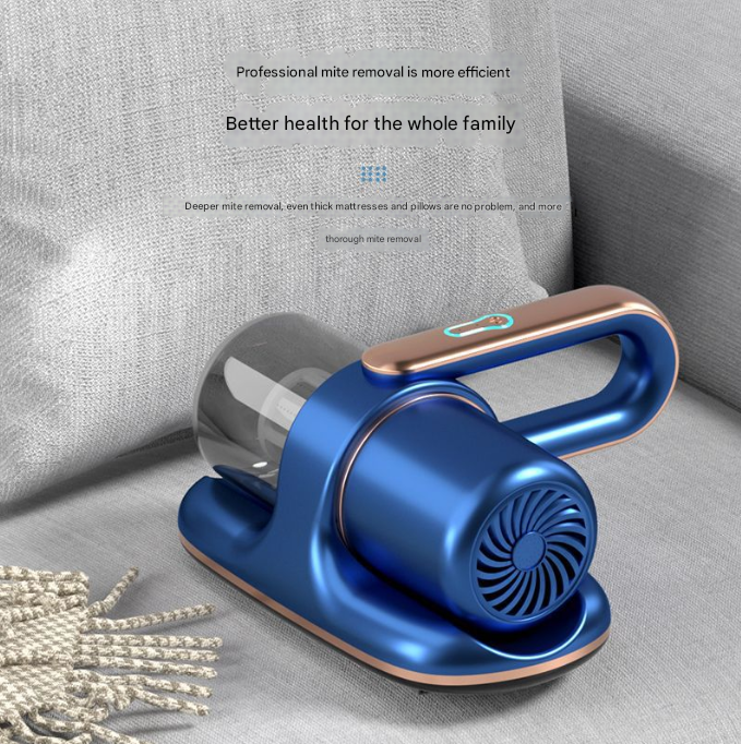 Blue Powerful Cordless UV-C Dust Mite Vacuum - 13000Pa Handheld Cleaner with HEPA Filtration