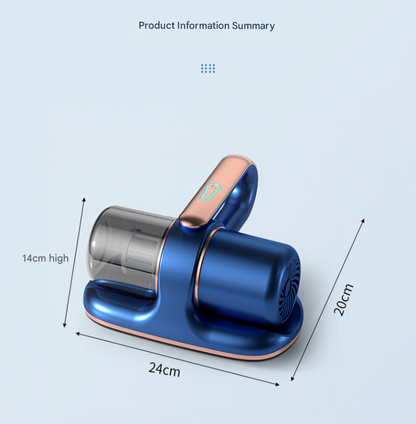 Blue Powerful Cordless UV-C Dust Mite Vacuum - 13000Pa Handheld Cleaner with HEPA Filtration