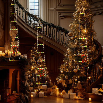 Festive Climbing Santa LED Ladder Light - USB Powered Outdoor Christmas Hanging Decoration with Remote(1.7m)