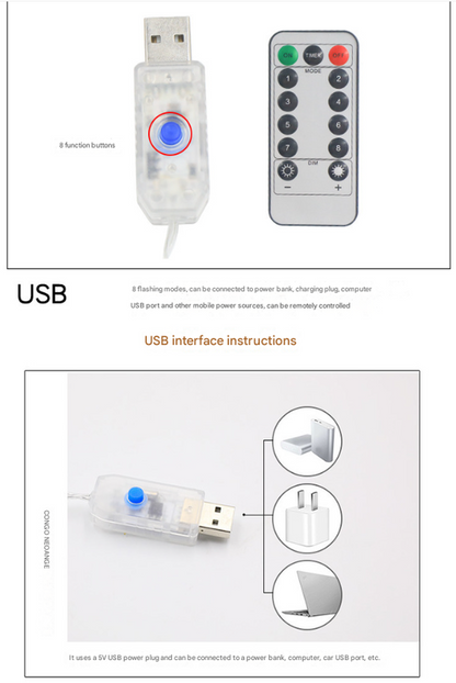Festive Climbing Santa LED Ladder Light - USB Powered Outdoor Christmas Hanging Decoration with Remote(3m)