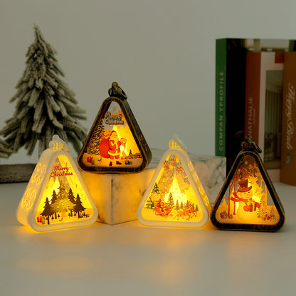 Bronze color Elk Charming Christmas Scene Mini Lanterns (Set of 3) - Battery Operated LED Lights for a Cozy Holiday Glow
