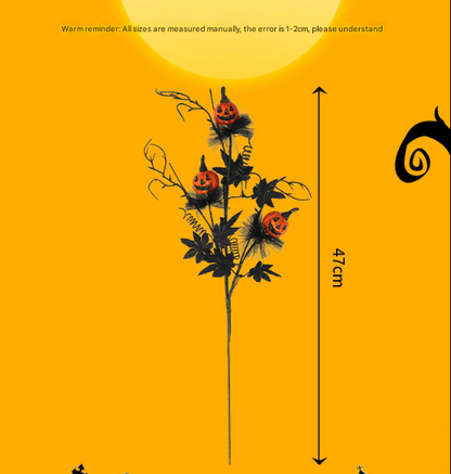 Halloween Black Twig & Pumpkin Stems (2-Pack) - Artificial Floral Picks for Spooky Arrangements