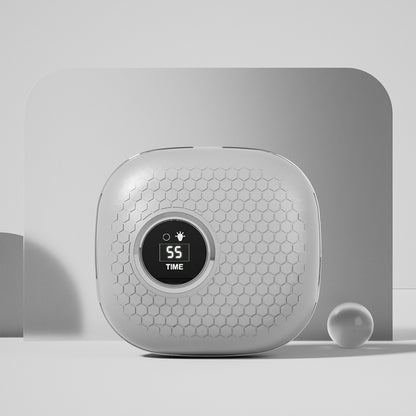 Grey Portable Ultrasonic Contact Lens Cleaner - Automatic Electric Cleaning Case with LED Makeup Mirror, USB Rechargeable for Travel & Home