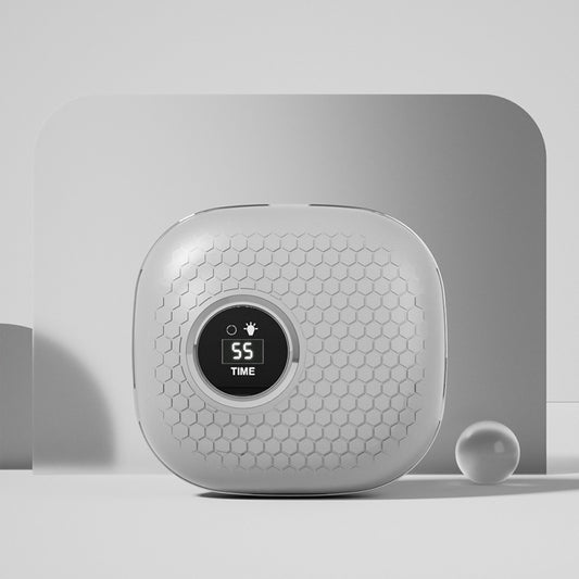 Grey Portable Ultrasonic Contact Lens Cleaner - Automatic Electric Cleaning Case with LED Makeup Mirror, USB Rechargeable for Travel & Home