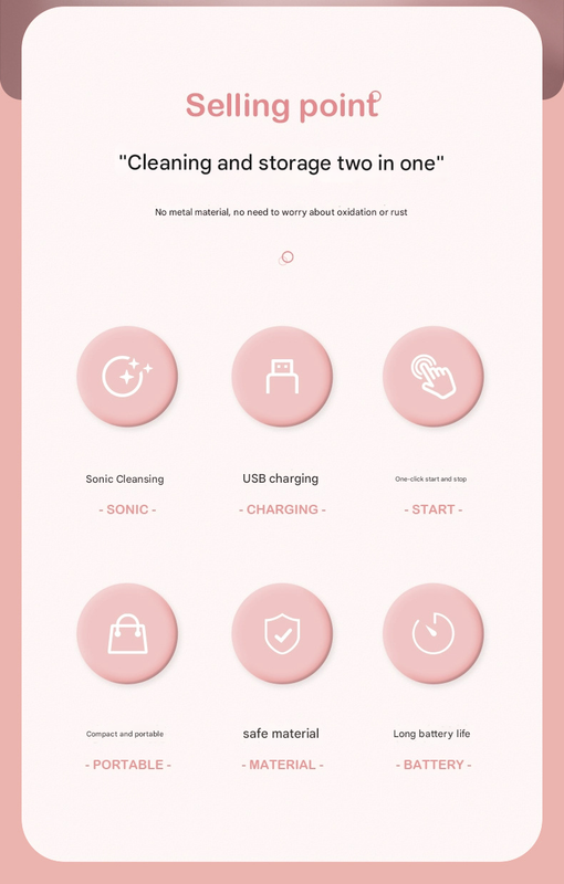 Grey Portable Ultrasonic Contact Lens Cleaner - Automatic Electric Cleaning Case with LED Makeup Mirror, USB Rechargeable for Travel & Home