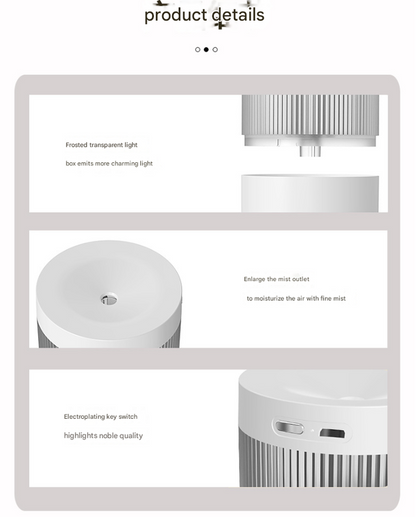 2-Piece White Mini Desktop Humidifier - Portable Mist Maker for Home and Car Use