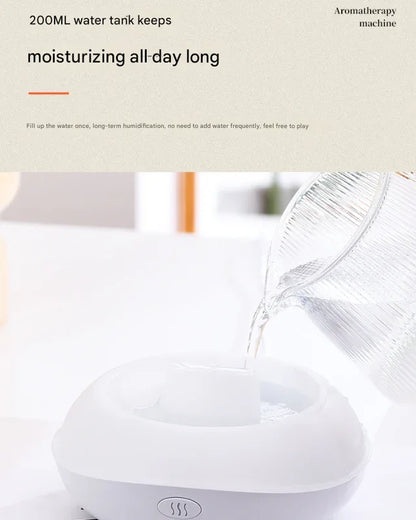 Black Mini USB Aromatherapy Diffuser with Flame Projection - Portable Humidifier for Home and Car Use