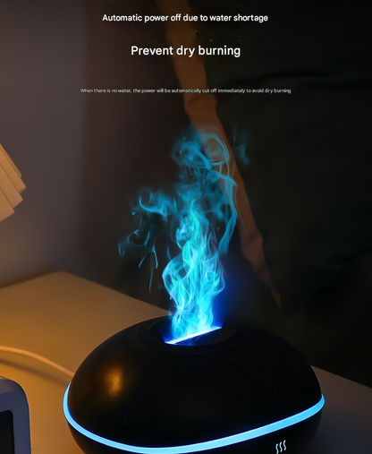 Black Mini USB Aromatherapy Diffuser with Flame Projection - Portable Humidifier for Home and Car Use