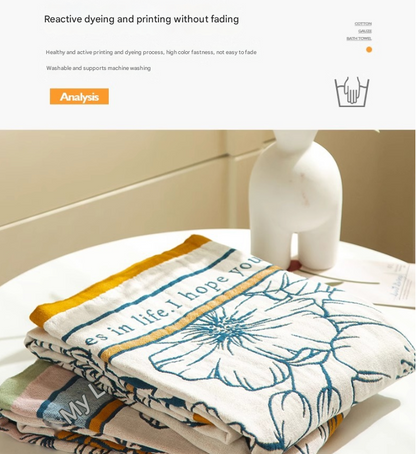 Lily 40S Pure Cotton Gauze Bath Towel - Extra Large, Thick, Soft, and Highly Absorbent for Adults