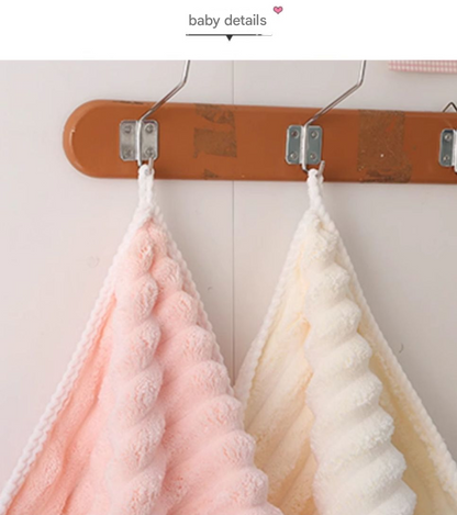 White Plush Ribbed Coral Fleece 3-Piece Towel Set - Ultra Soft & Absorbent Bath, Hand Towel and Hair Wrap