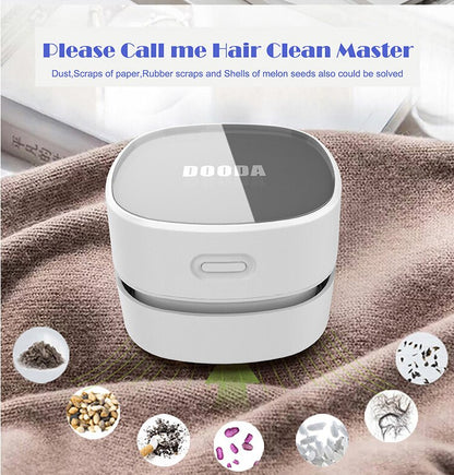 White Rechargeable Cordless Mini Desktop Vacuum - Portable Handheld Cleaner for Desk, Keyboard, Crumb & Dust