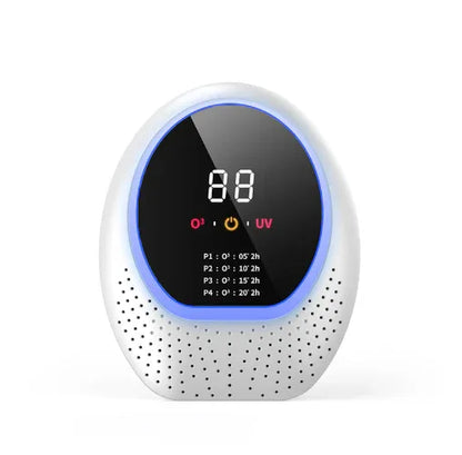 White Rechargeable Ozone & UV-C Air Purifier with Remote - Portable Odor Eliminator for Home, Pets & Closets